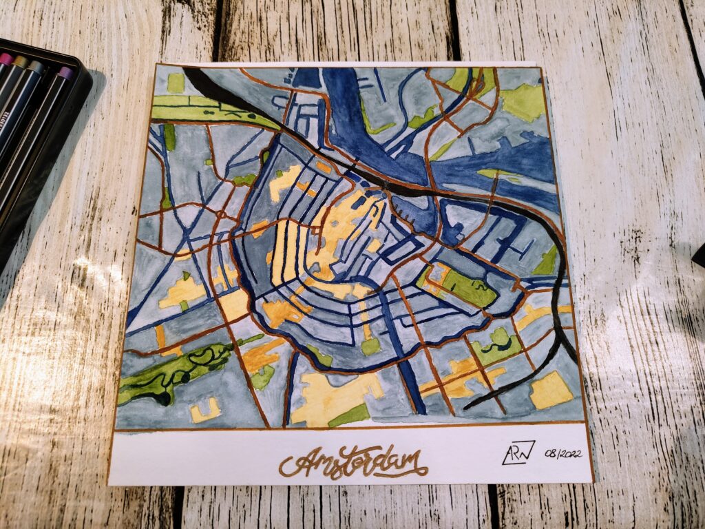 schulter[BLICK] Box No.1 - Straßennetz - meine Vorlage Amsterdam - Ergebnis mit Lettering