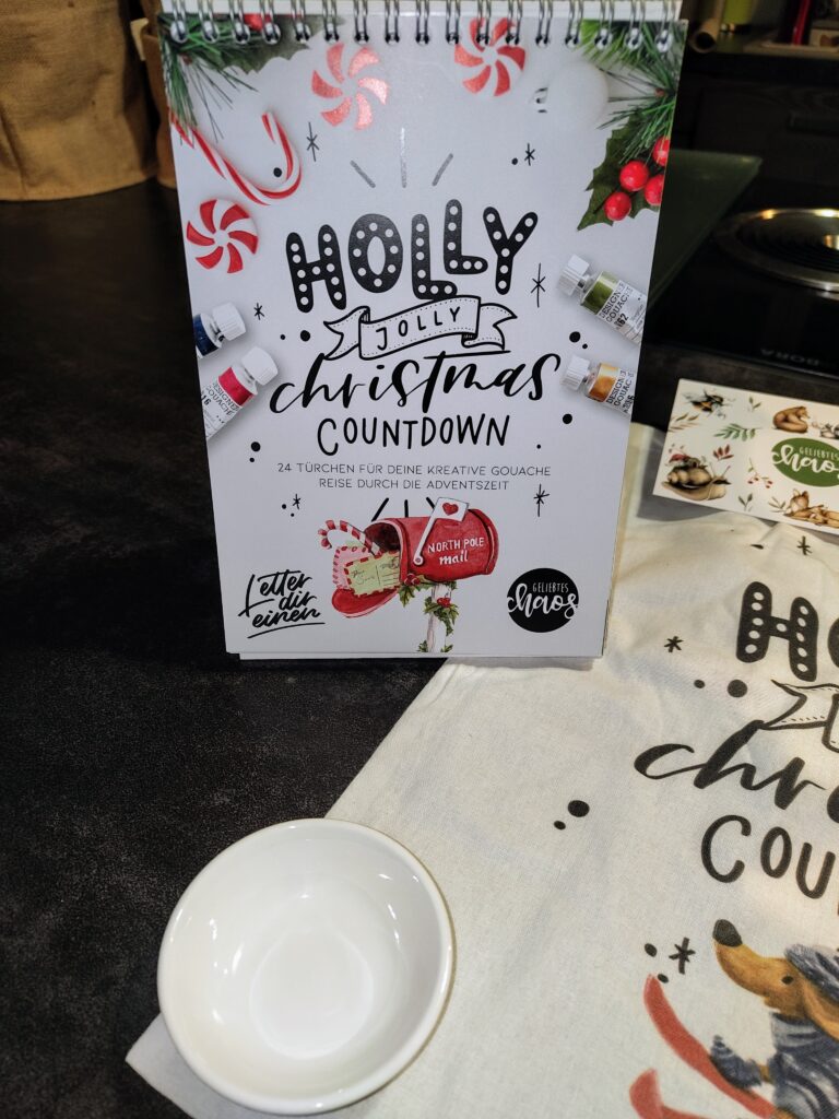 Holly Jolly Christmas Countdown - Tischkalender & kleine Porzellan Mischpallette